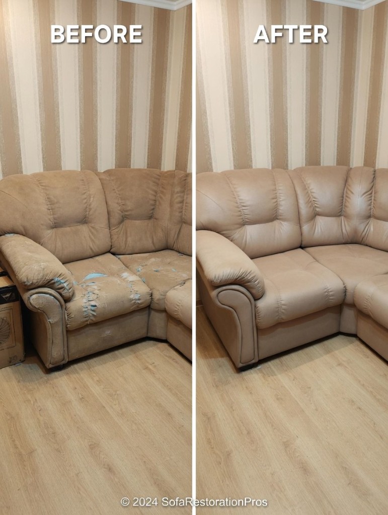 Диван: до и после с декоративной стяжкой