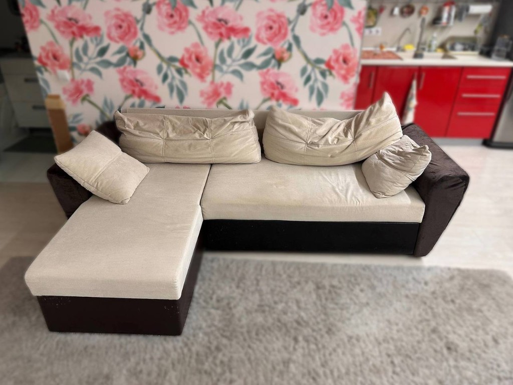 Кухонный или угловой диван с просевшими подушками до перетяжки